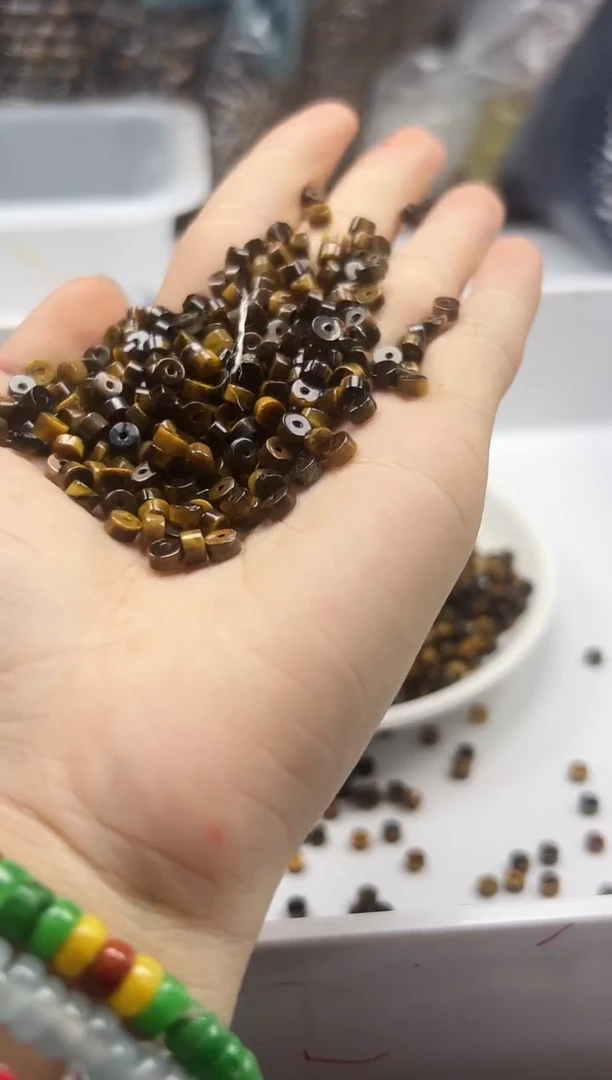 玛瑙/玉髓颈饰未镶嵌W1278虎眼石直切算盘4*2mm*50颗