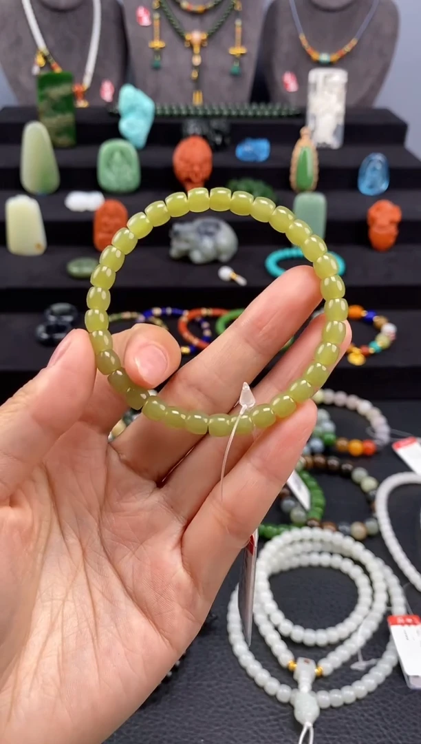 手串未镶嵌和田玉6mm黄口极限弧手串