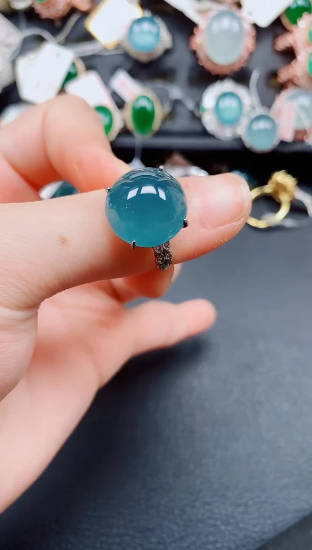 银S925镶嵌戒指翡翠翡翠