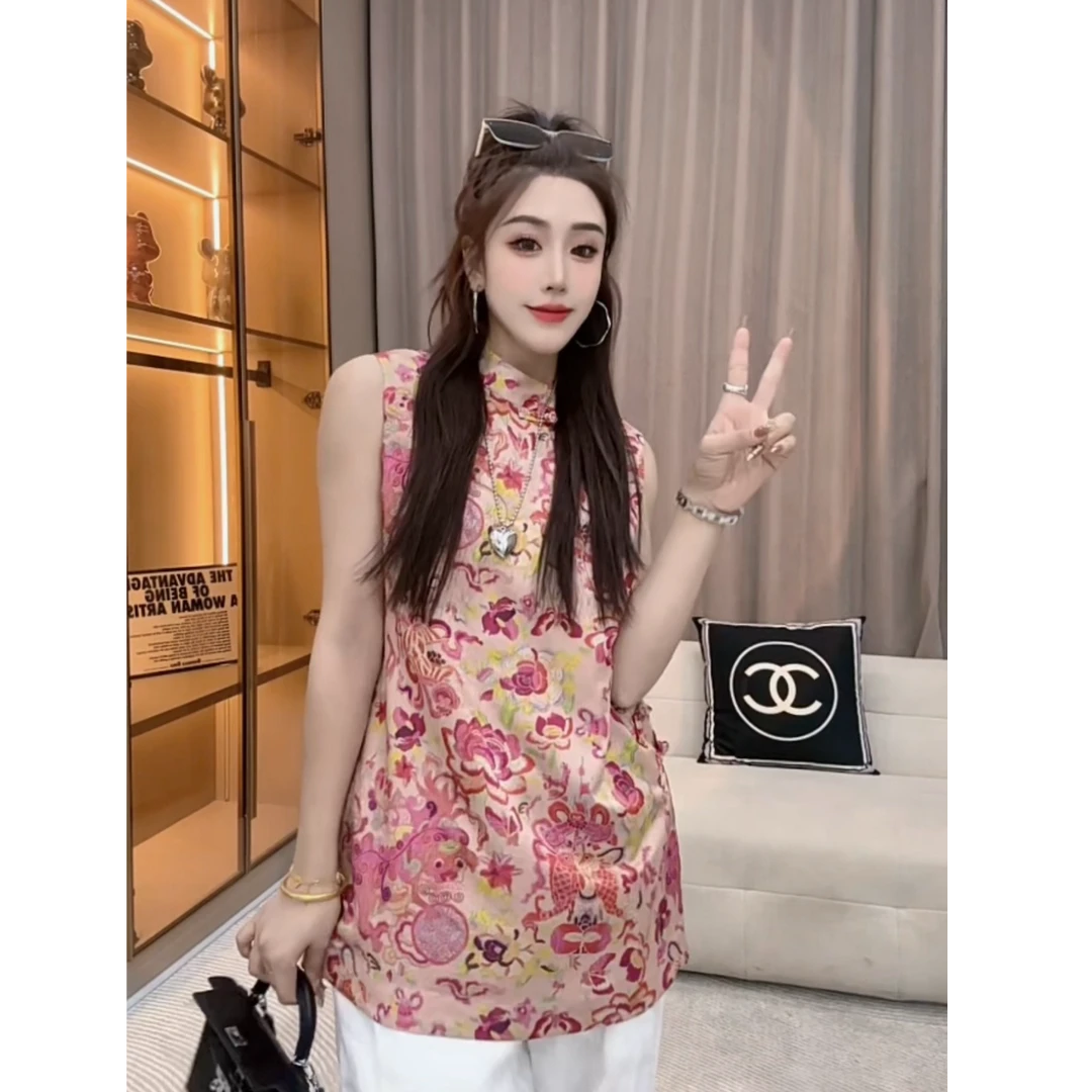 【小雪定制】碎花显瘦气质网红时尚百搭夏季印花时尚宽松马夹77077