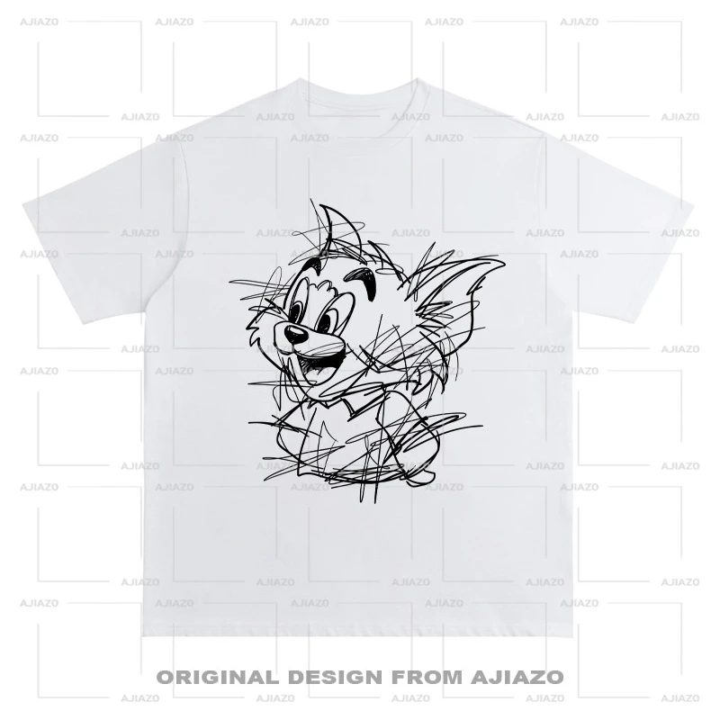 AJIAZO【潦草汤姆】印花短袖T恤 夏季休闲男女同款宽松百搭上衣