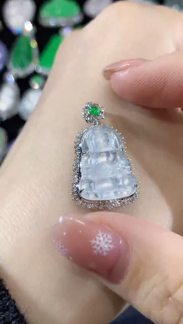 吊坠(不含链)18K金镶嵌翡翠C13翡翠