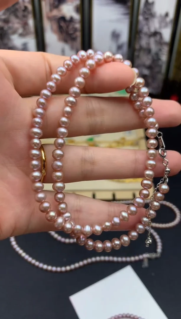 淡水珍珠银S925镶嵌颈饰/