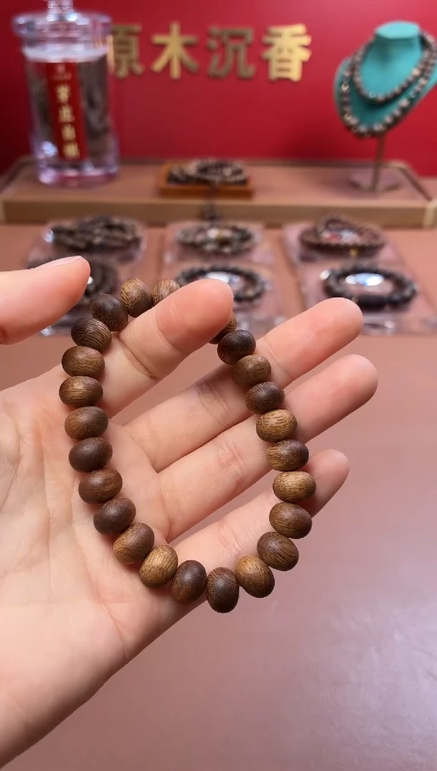 沉香手串越南芽庄雷击黄棋7*10mm算盘珠沉水料