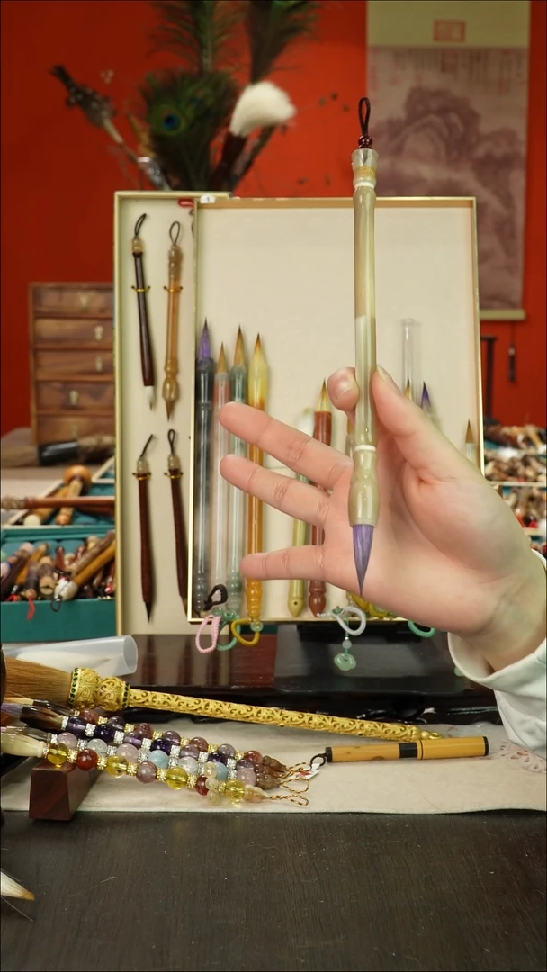 235号闪孤品高货毛笔链接 清水试笔 蘸墨不退