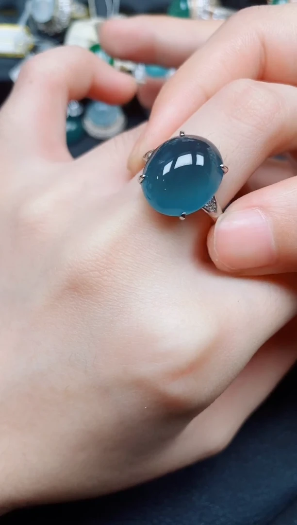 银S925镶嵌戒指翡翠翡翠