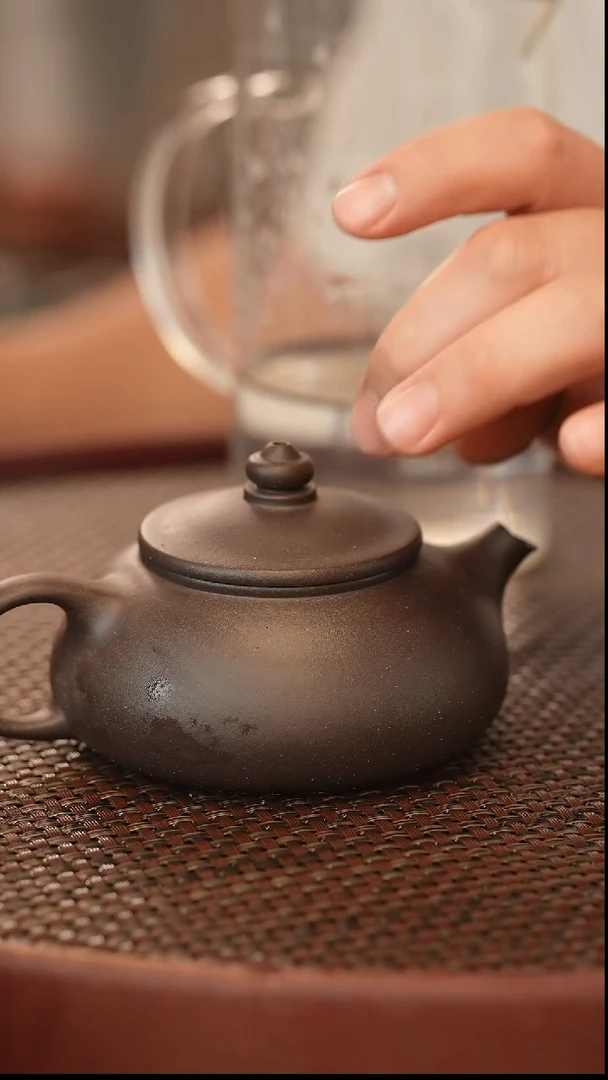 茶壶紫砂寒江 黑泥 170cc