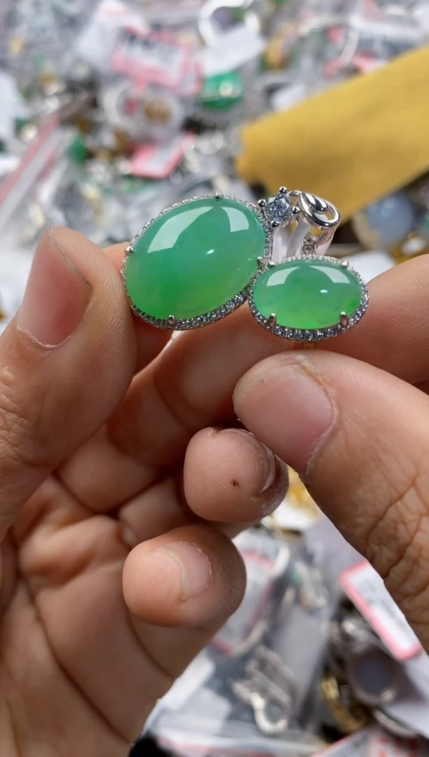 银S925镶嵌戒指翡翠444                6