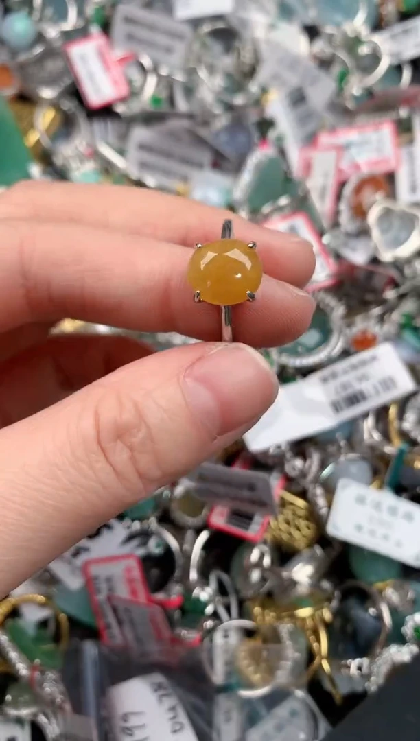 银S925镶嵌戒指翡翠444---2