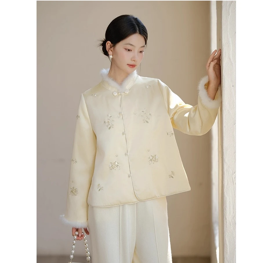 山有色轻薄棉服新中式刺绣新中式棉服新中式国风复古棉服2988