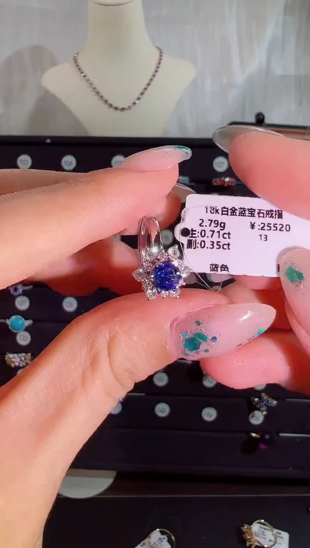 蓝宝石戒指18K金镶嵌BN12320#-GTCW#122