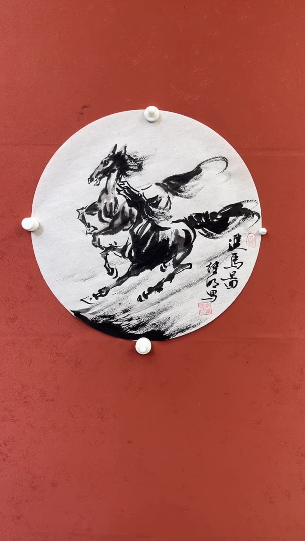 【闪购商品】国画双马图-一平尺-宣