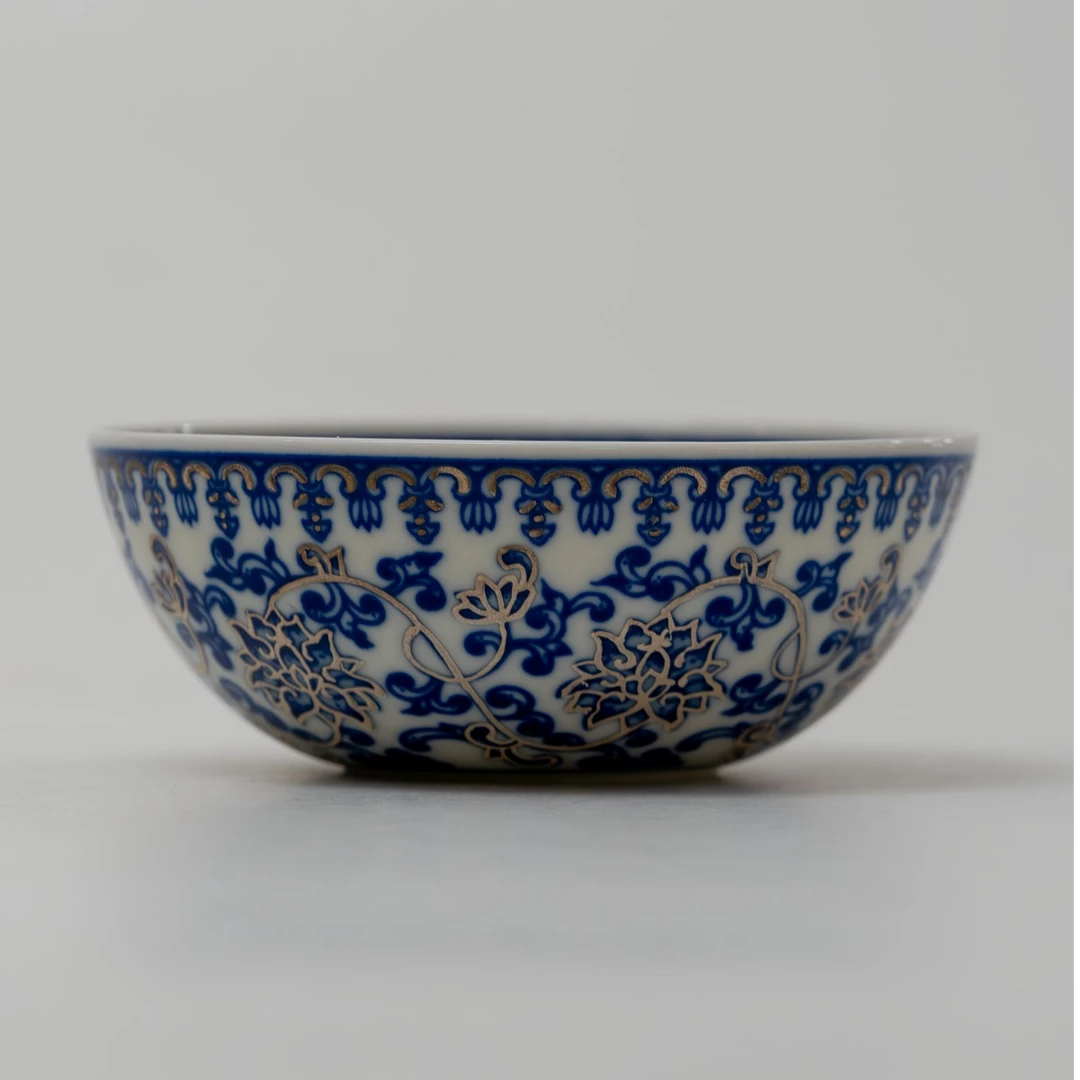 【景德贡品】余洪亮青花描银缠枝莲普洱杯