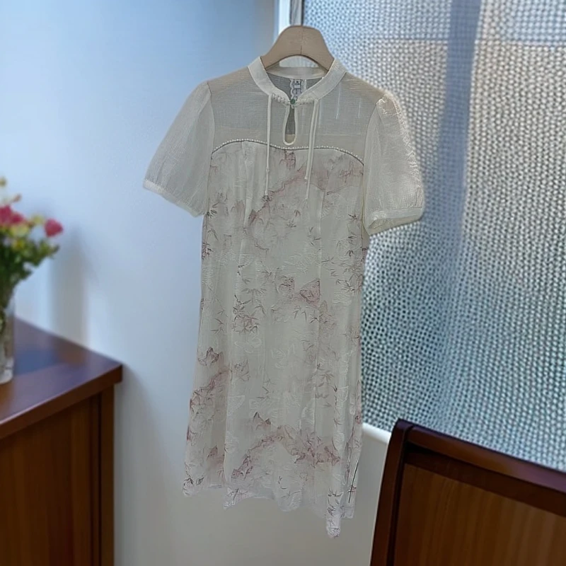 L610#粉【木兮兮专属】2025年夏季新款气质流苏山水百搭时尚连衣裙