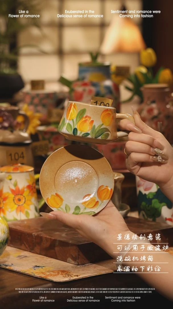 陶瓷100景德镇高温手绘釉下彩设计师款式