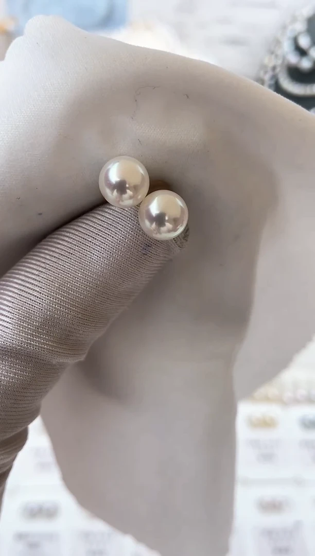 【闪购商品】海水珍珠耳饰18K金镶嵌特选福利7.5-8mm不退不换