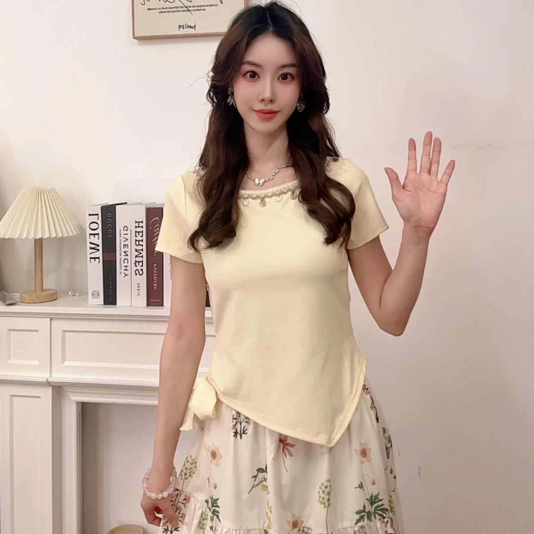 IEF/爱依服2025夏季新款法式小众设计感度假风百搭短款上衣流光风