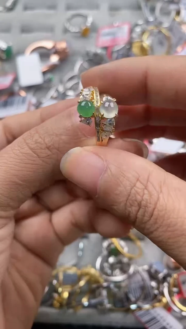 银S925镶嵌戒指翡翠333---1