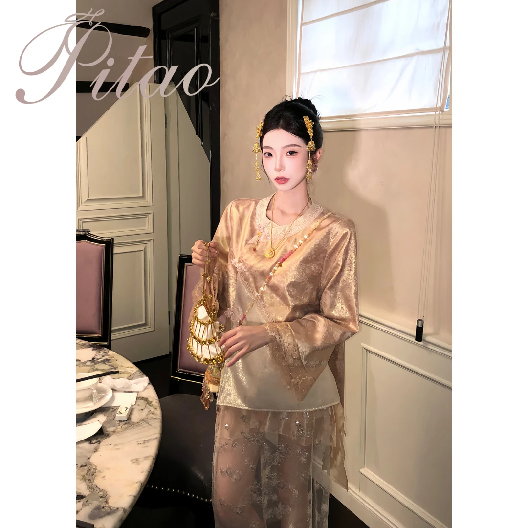 杜屁屁桃PITAO 原创【醉春风2.0】秋季新中式圆领重工提花刺绣外套