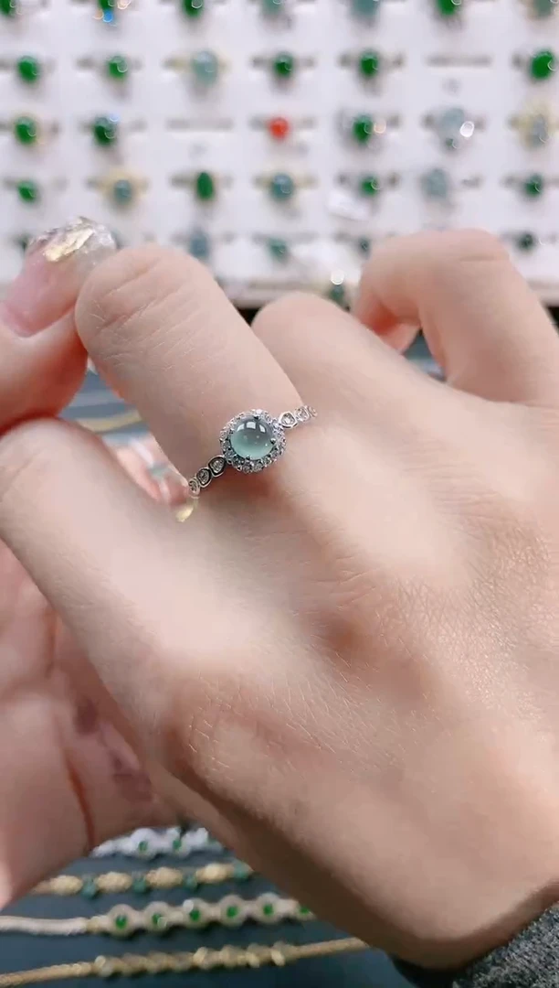 【闪购商品】翡翠戒指银S925镶嵌天然翡翠