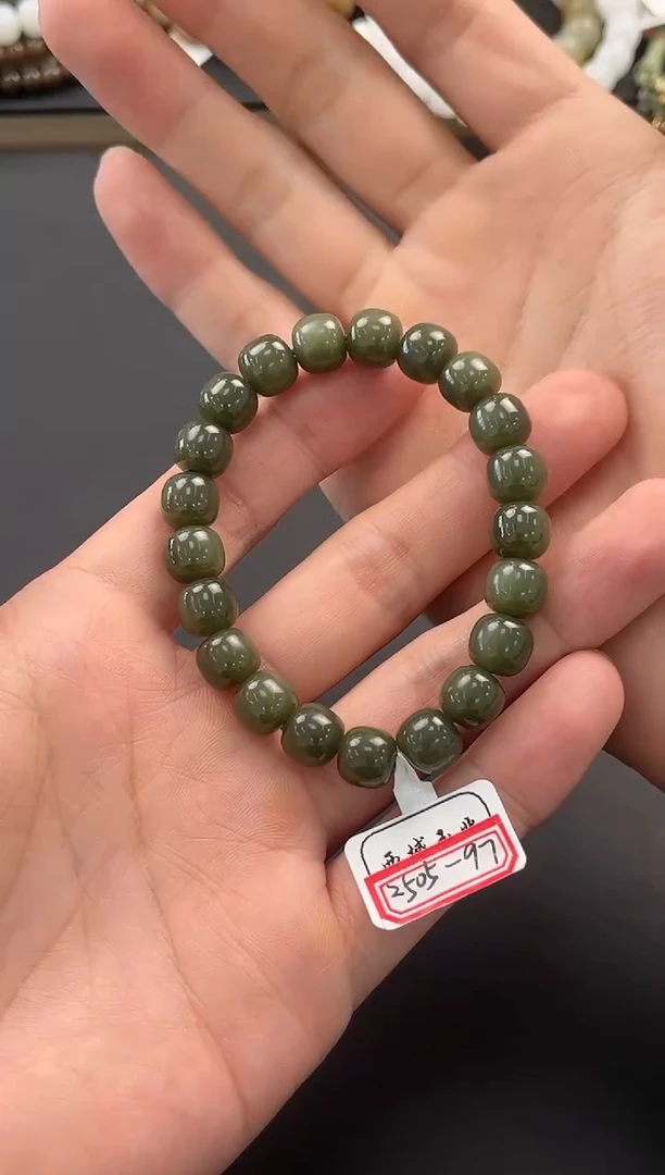 未镶嵌手串和田玉花土沟豆青老型手串卡10微色差