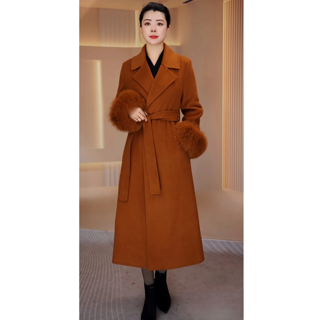 【羊绒羊毛混纺】女士大衣 冬季新款女款大衣 时尚气质大衣8691