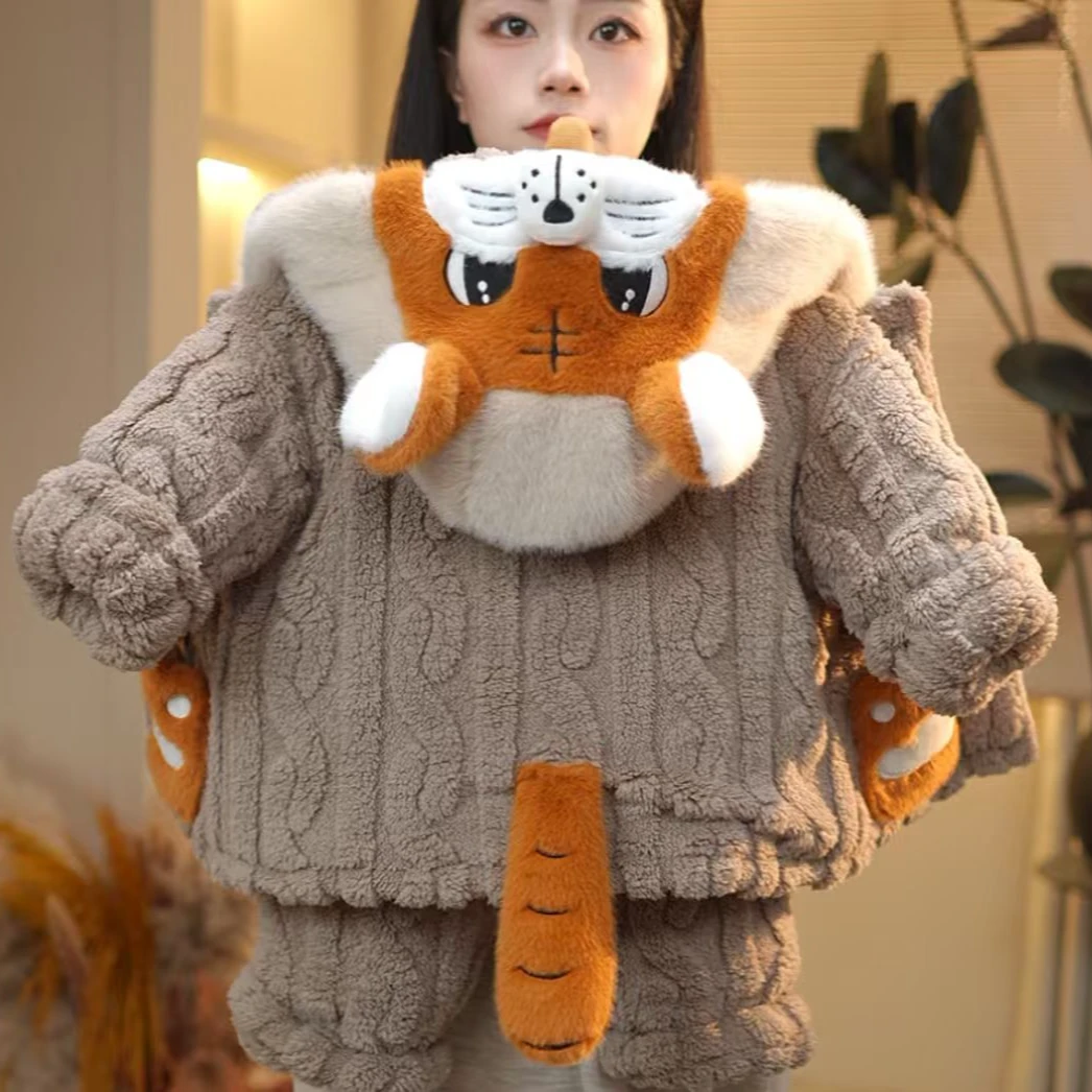 2025款冬季儿童卡通加绒加厚保暖可爱宝宝家居服套装25Y363