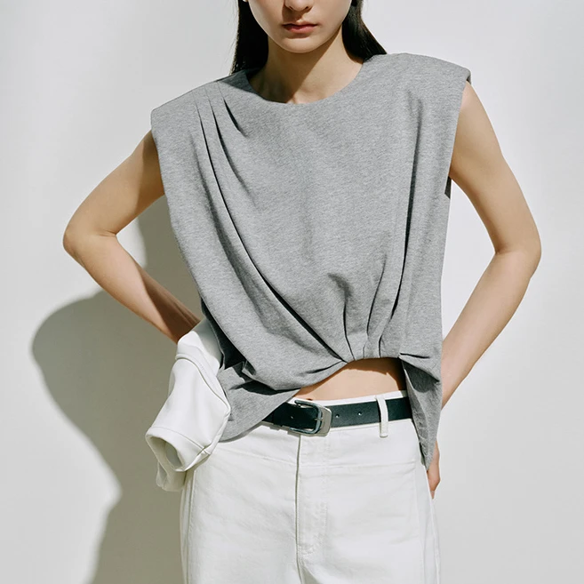 艾诺丝商场同款显瘦不规则宽松版T恤6009