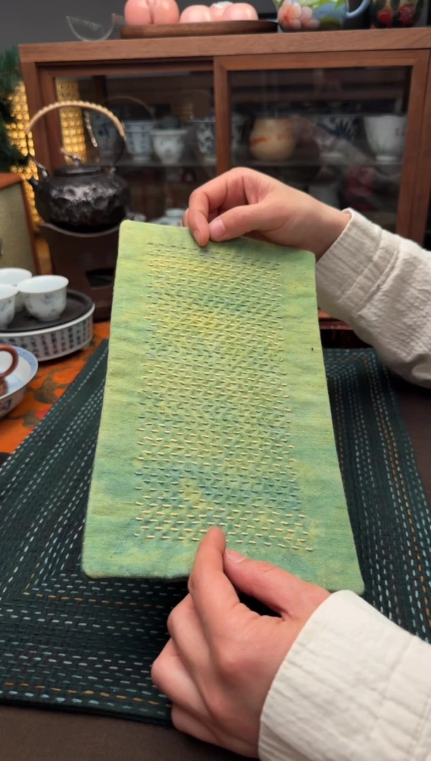 【闪购商品】织绣Cici手作刺子绣植物染柿染茶席-535