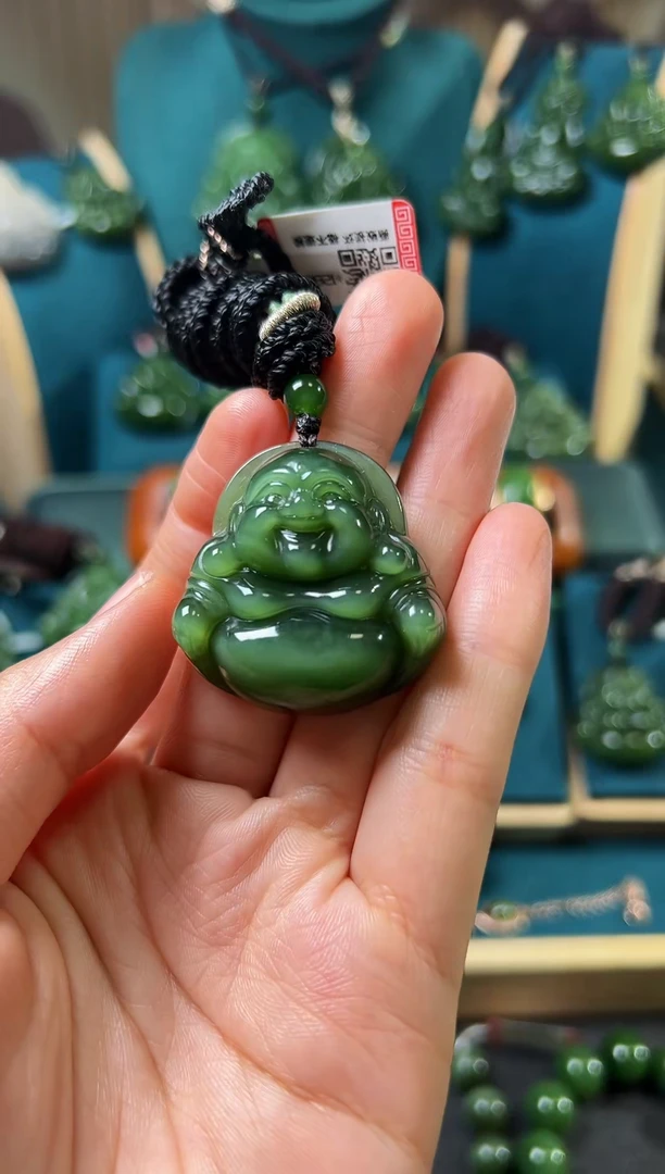 和田玉（碧玉）未镶嵌颈饰碧玉34.35.12左右