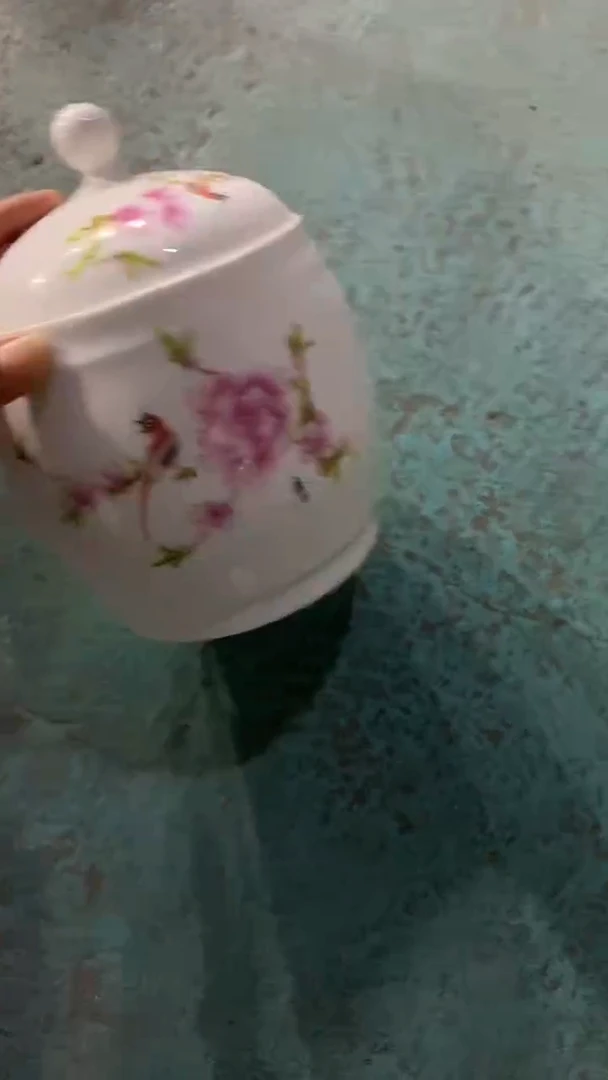 摆件陶水点桃花茶叶罐