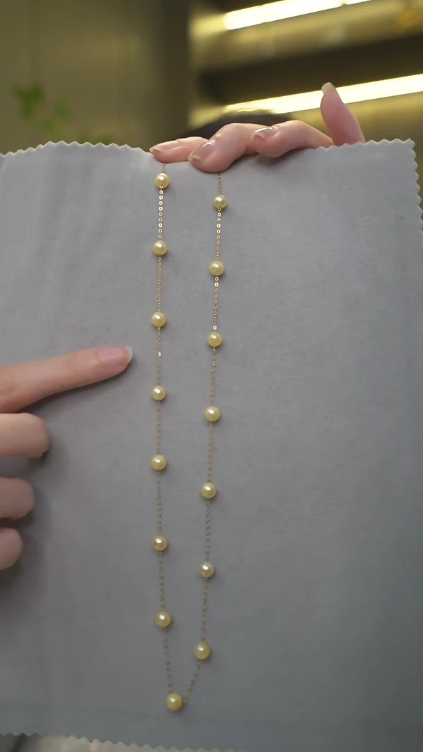 【闪购商品】海水珍珠项链18K金镶嵌海水通体18K金满天星