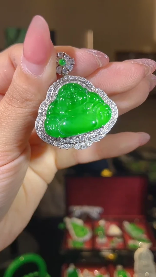 【闪购商品】翡翠吊坠(不含链)银S925镶嵌天然翡翠A货