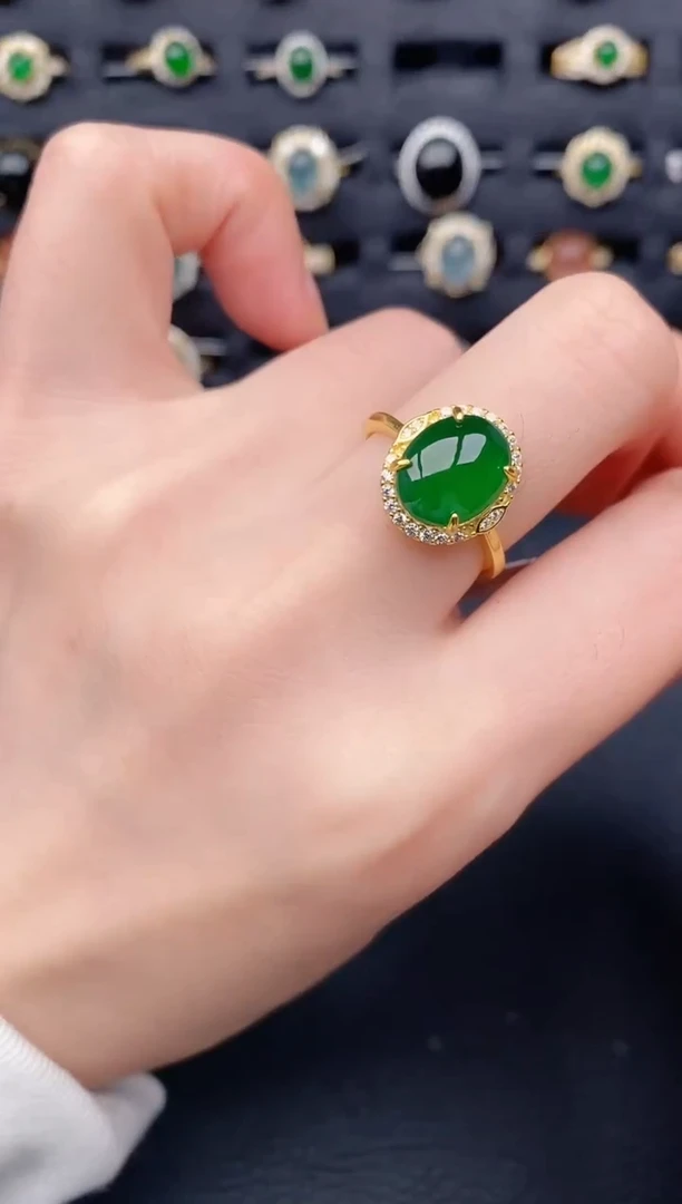 银S925镶嵌戒指翡翠天然a货翡翠40