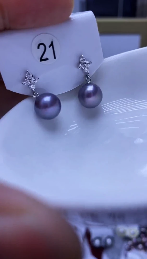 银S925镶嵌耳饰淡水珍珠21