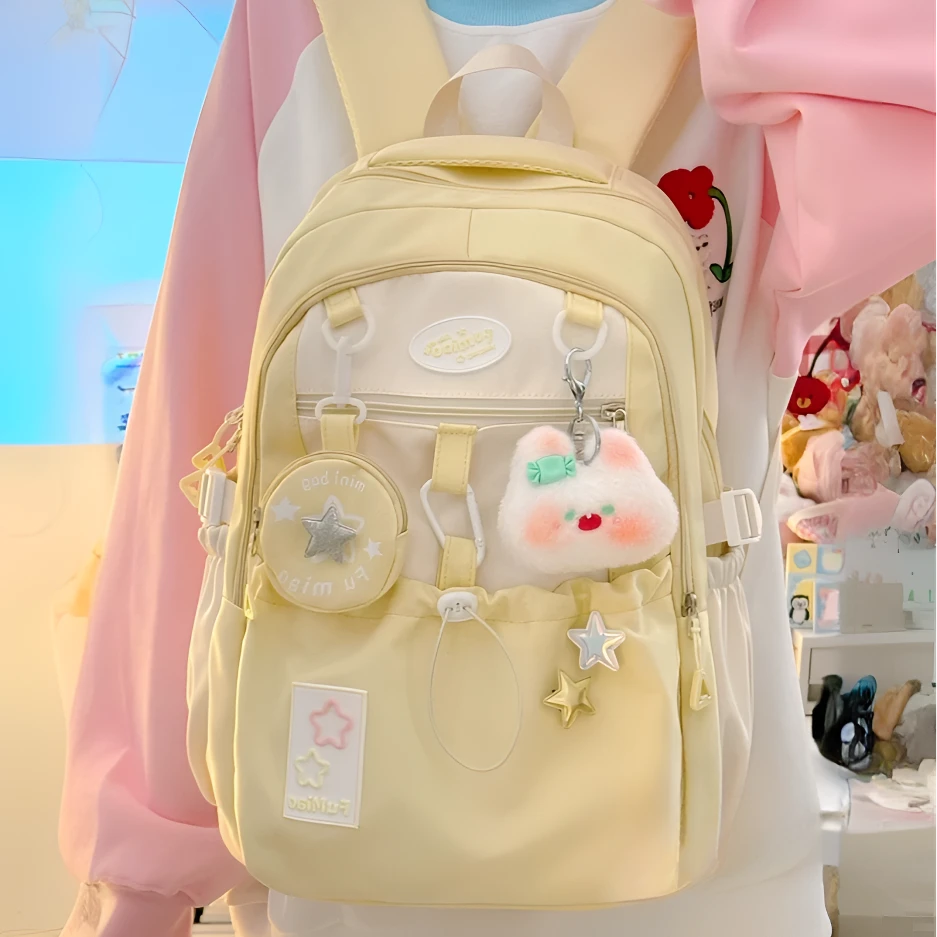 可爱少女双肩包书包女韩版星星初中女生高中学生大容量高颜值背包