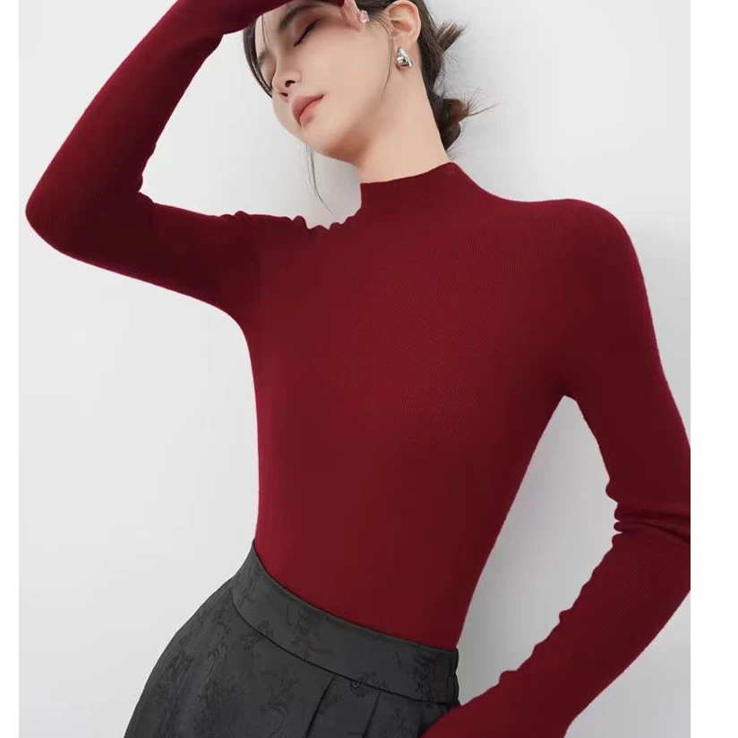 美丽诺无缝一体成型精纺100绵羊毛毛衣 百搭针织长袖秋冬