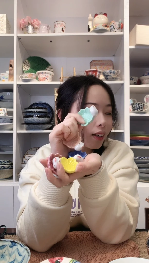 陶瓷日本进口兔子筷架五支装