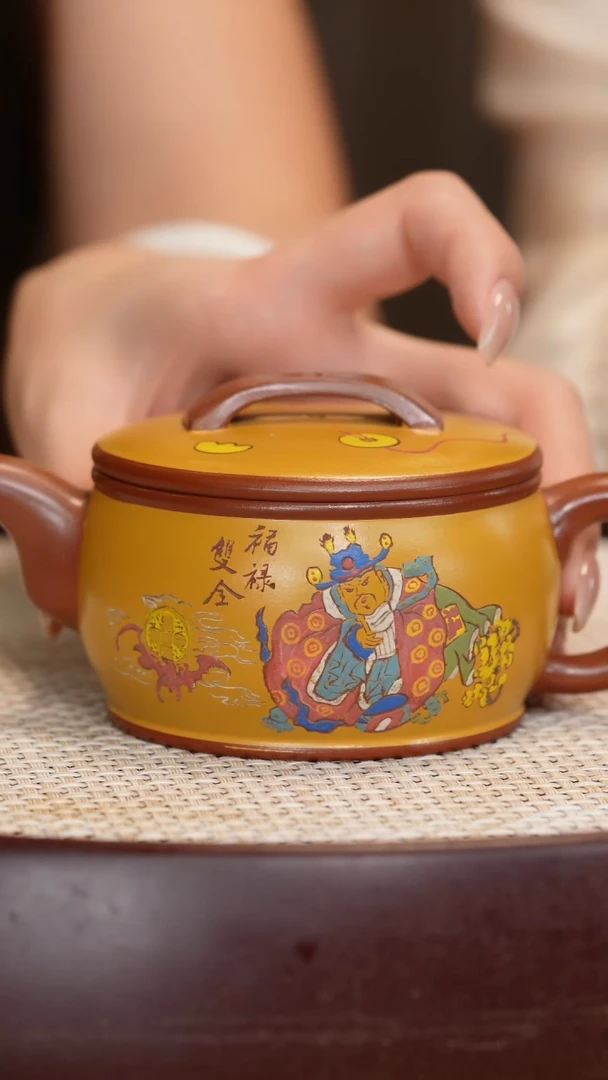 茶壶紫砂【庄根娣】红泥福禄双全   200CC