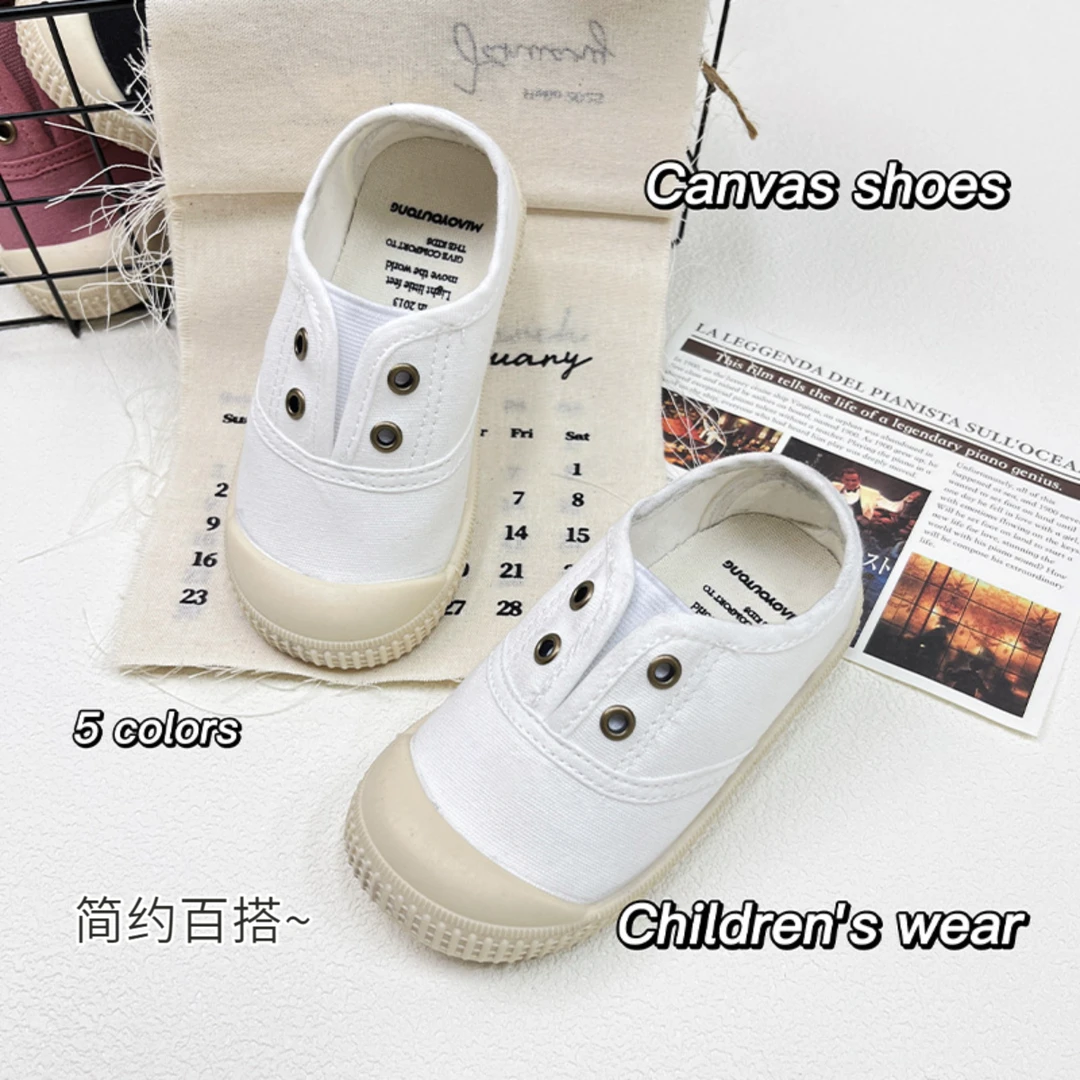 幼儿园儿童小白鞋简约百搭女童休闲布鞋软底透气宝宝男童低帮童鞋