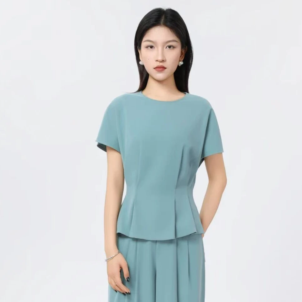 AMASS/阿玛施春夏季蝙蝠袖休闲修身型短袖T恤气质圆领上衣530003