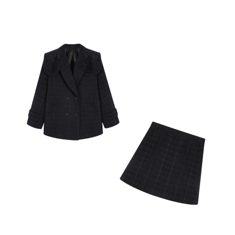 五季家气质韩系胖妹妹显瘦加厚外套遮肉半裙两件套大码女ZL41113