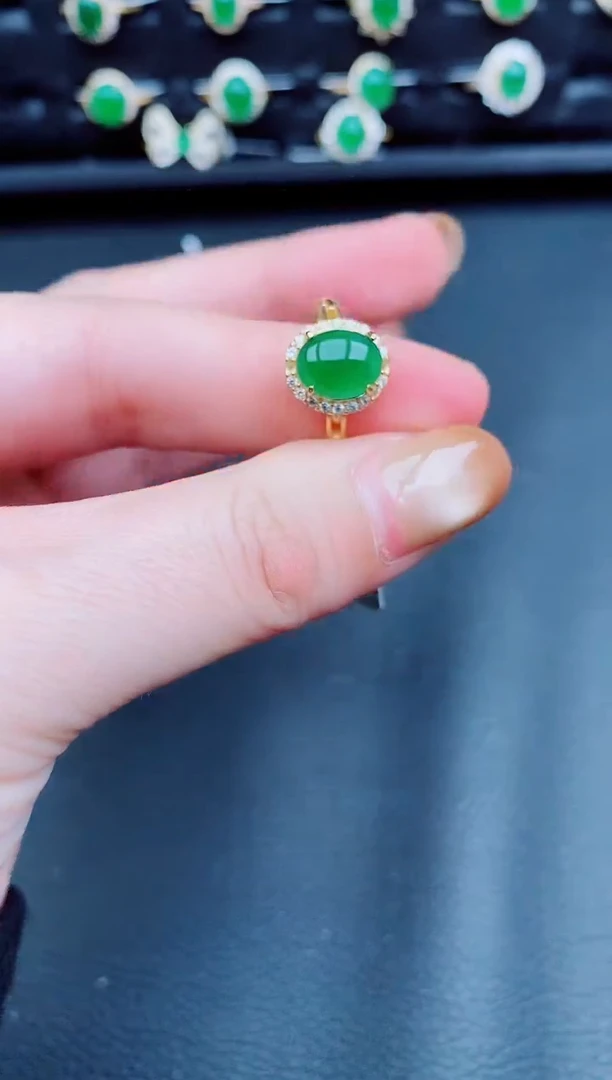 【闪购商品】翡翠戒指银S925镶嵌天然a货翡翠174