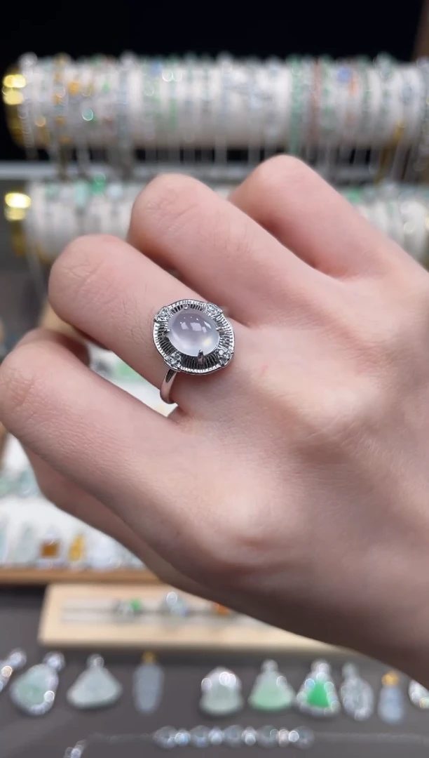 银S925镶嵌戒指翡翠1