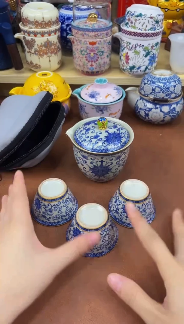 陶瓷茶具摆件旅行套组