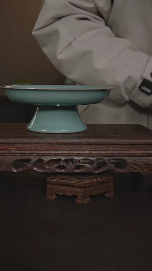 摆件瓷仿古手工高足果盘