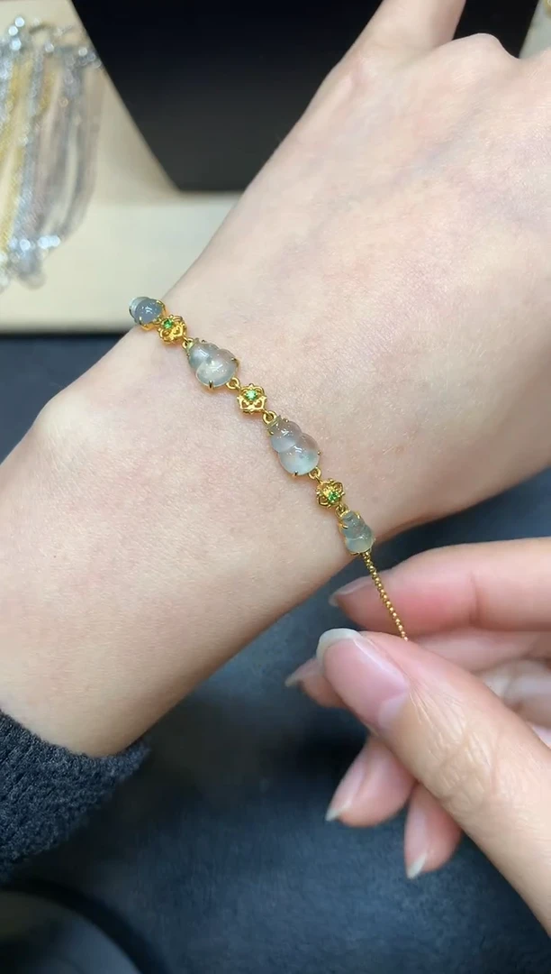 【闪购商品】翡翠手链18K金镶嵌【无鉴赏期