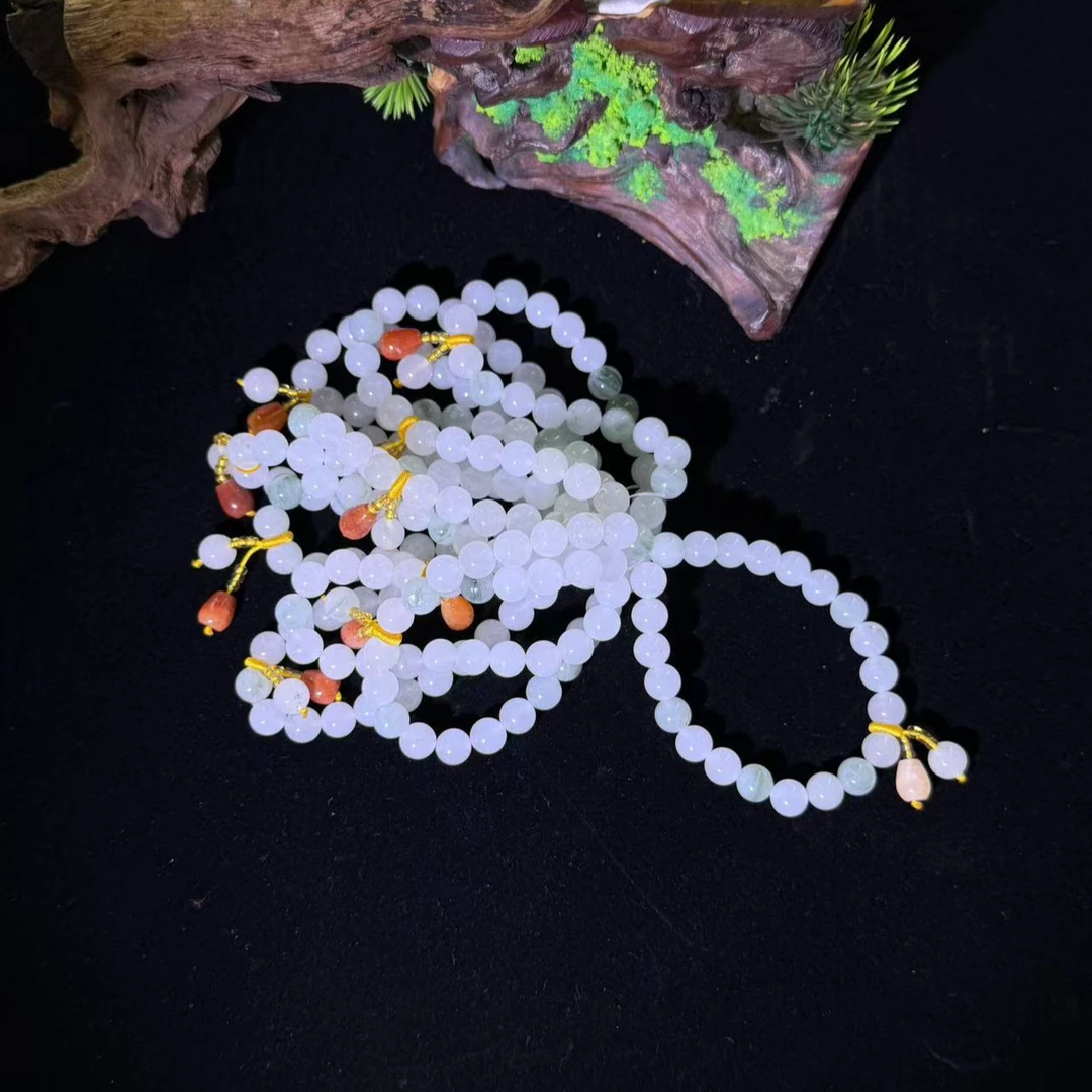 天池雪莲翠飘花手串9mm(多样性发一）S131