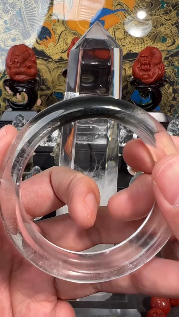 未镶嵌手镯水晶绿幽灵手镯圈口59.6