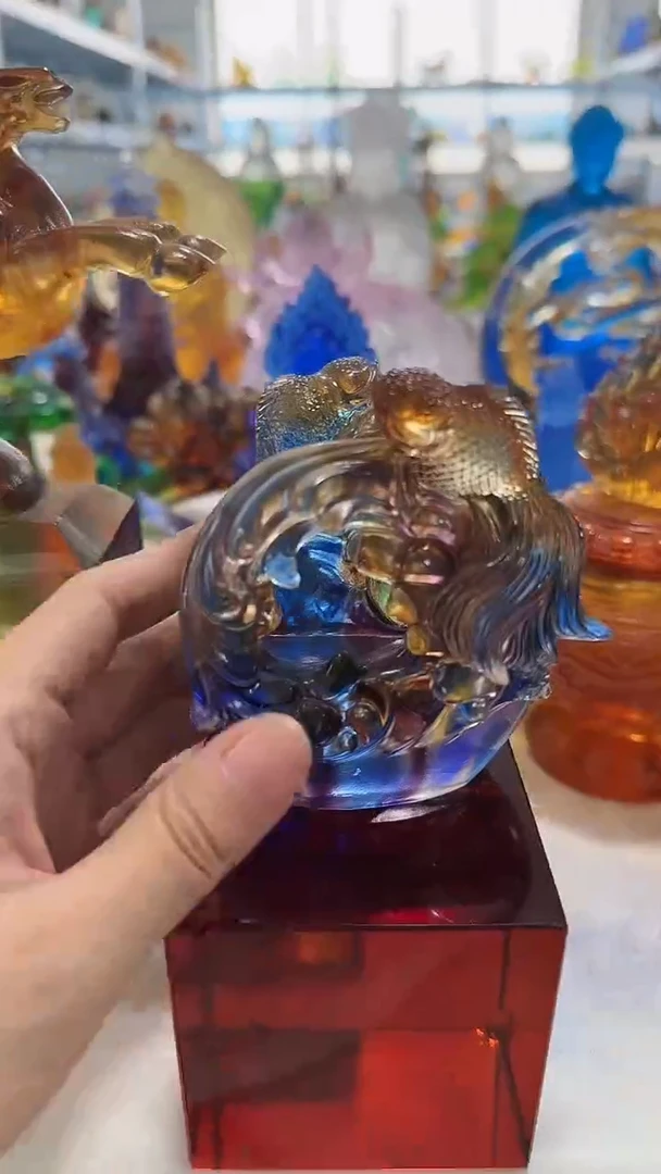 手工艺品琉璃1420 双鱼 古法琉璃  微瑕介意勿拍 不退不换